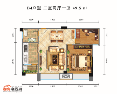 49.5㎡B4户型