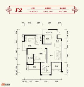 二期E2 三室两厅双卫 约116.52㎡