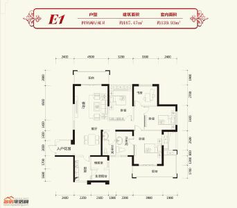 二期E1 四室两厅双卫 约167.47㎡