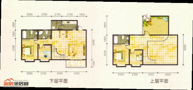 168.11㎡F跃层户型户型图
