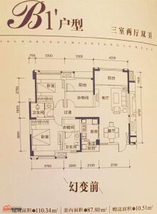 B1’三室两厅双卫110.34㎡