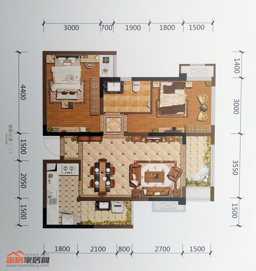 78㎡套二户型户型图