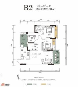 B2戶型3室2廳2衛(wèi)98㎡