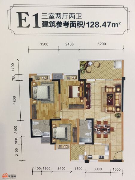 兴发孔雀城E1户型户型图