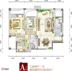 锦林俊域2期A户型3室2厅1卫