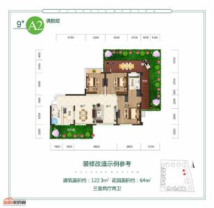 江岸国际A2户型偶数层