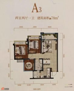 朗基三江樾A3户型78㎡