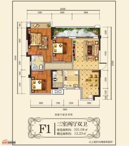 文泉世纪龙城F1户型101.04㎡
