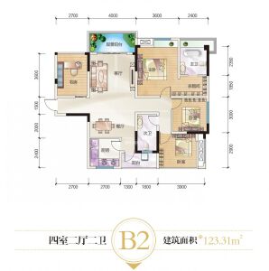 瀚山1号B2户型123.31㎡
