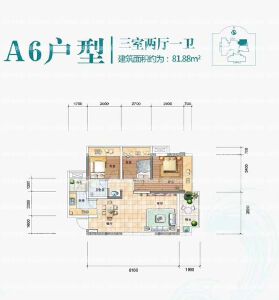 江岚岸A6户型81.88㎡