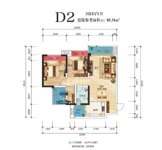 长虹云璟D2户型85.31㎡