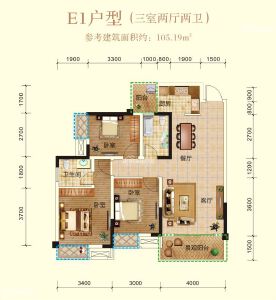 兴发铂金华府E1户型