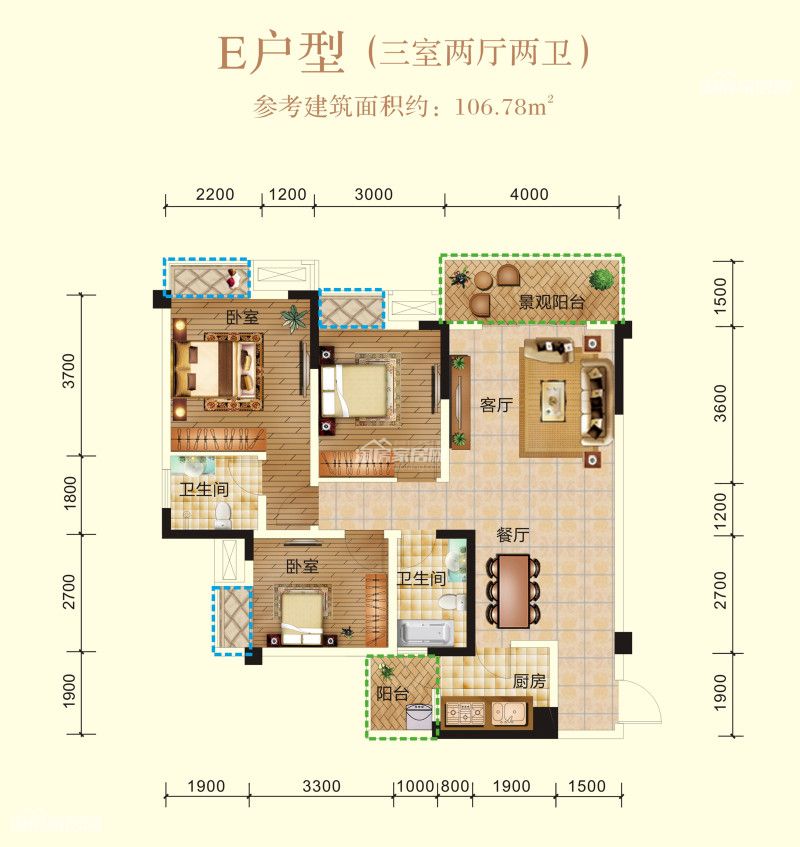 兴发铂金华府E户型户型图