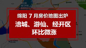 绵阳7月房价地图出炉：涪城、游仙、经开区环比微涨