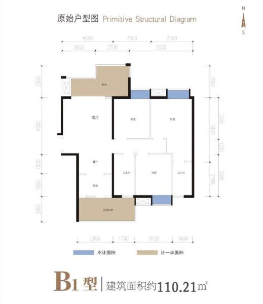 金和天府B1户型110.21㎡户型图