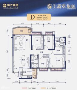 恒大翡翠龙庭D户型128.73㎡