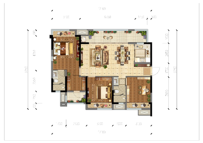 领地东原阅城120.36㎡户型户型图