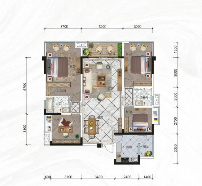 状元府邸A1户型户型图