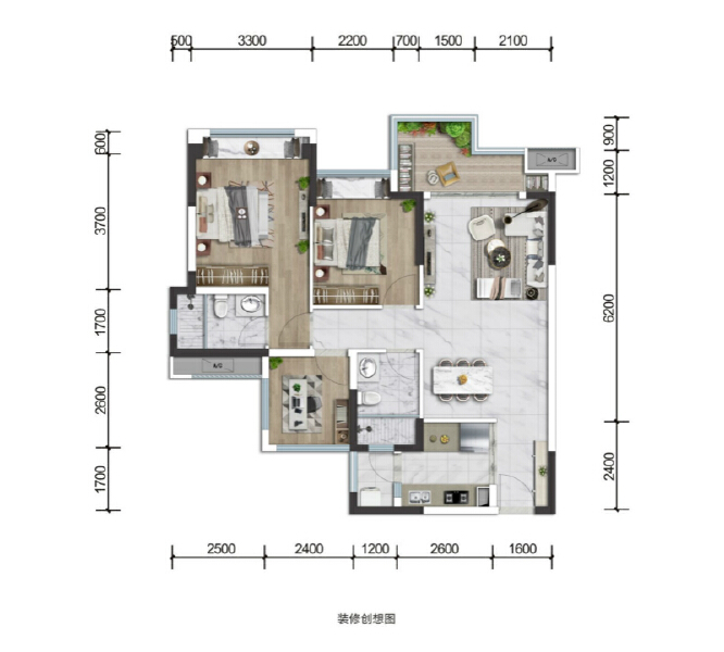 高层D户型户型图