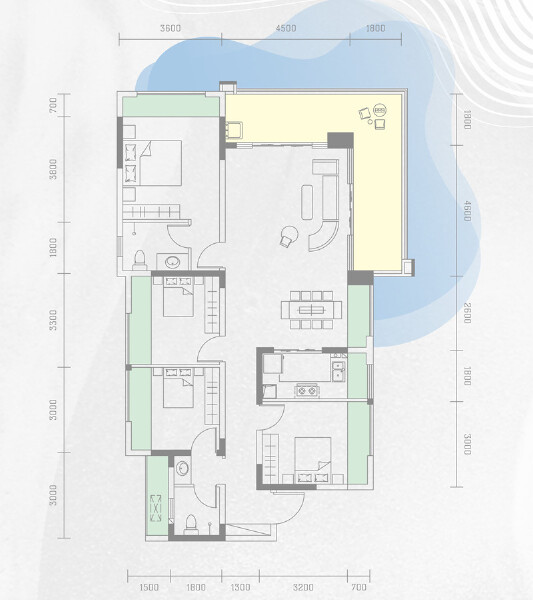 E1四室两厅两卫户型图