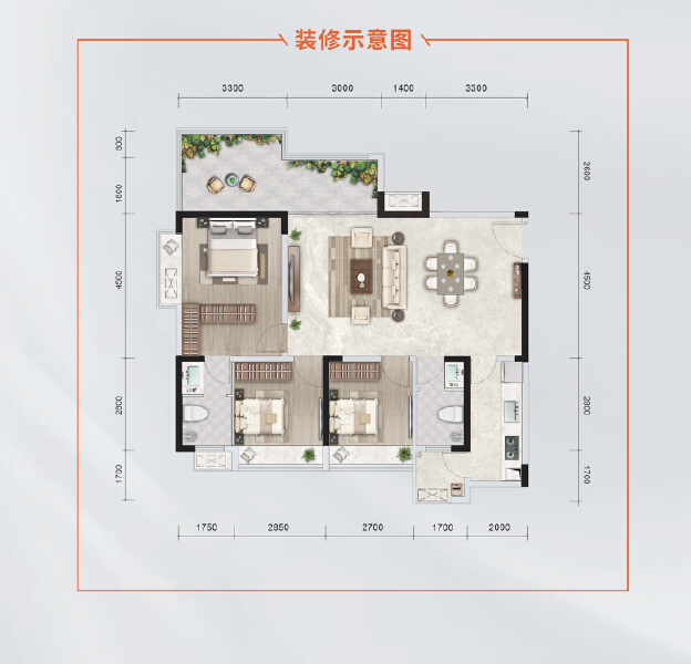 A2户型（107㎡）户型图