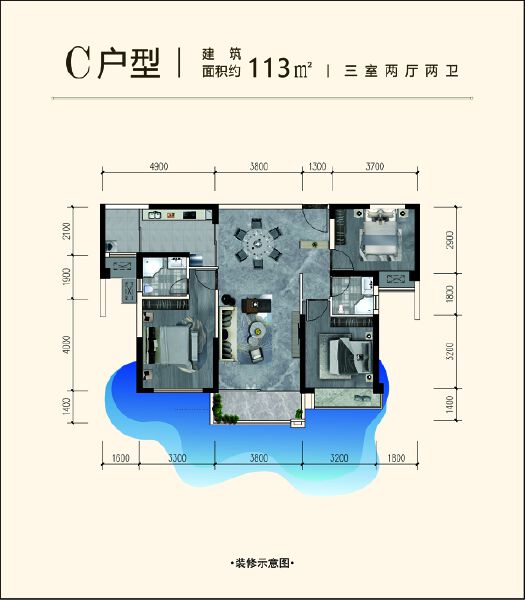 C户型户型图