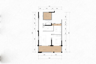 12栋偶层E1户型，2室2厅1卫1厨，建筑面积约75.00平米