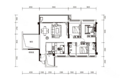 一期133平户型，4室2厅2卫1厨，建筑面积约133.00平米