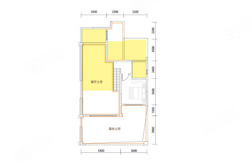 B5户型，3室2厅2卫1厨，建筑面积约129.52平米户型图