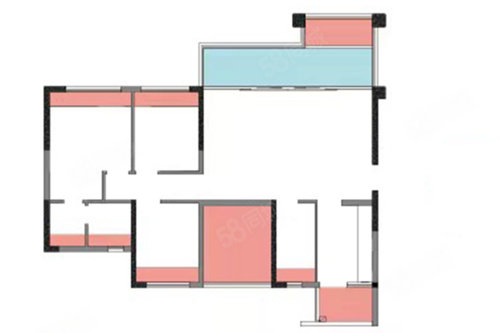 4栋A户型，3室2厅2卫1厨，建筑面积约115.35平米户型图