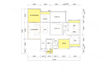 A4户型，3室2厅2卫1厨，建筑面积约132.78平米