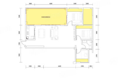 B2户型，3室2厅1卫1厨，建筑面积约106.86平米