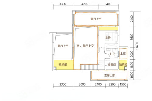 D4户型，2室2厅2卫1厨，建筑面积约116.04平米户型图