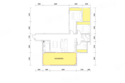 B6户型，3室2厅1卫1厨，建筑面积约106.86平米