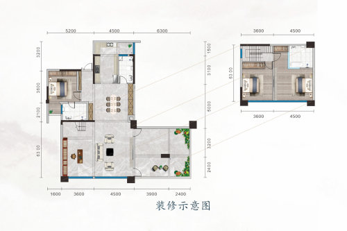 J户型，4室3厅4卫1厨，建筑面积约130.00平米户型图