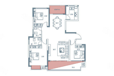 3室2厅2卫1厨，建筑面积约120.32平米